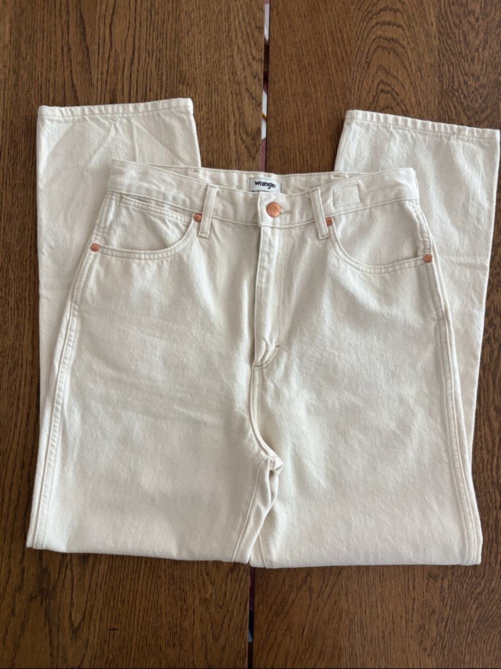 Like-new Wrangler 29 Jeans Wild West 603 High Rise Straight Earthwash in Natural - Picture 8 of 10